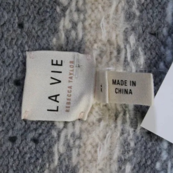 La Vie Rebecca Taylor Blue Fair Isle Wool Blend Cardigan Sweater NWT XL - Picture 15 of 15